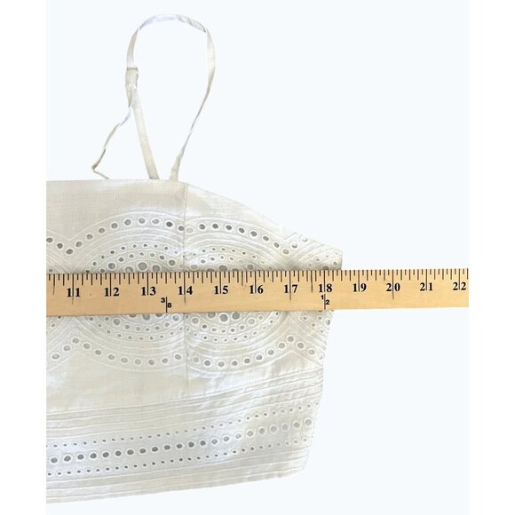 Joie White Eyelet Crop Top & Skirt Set Size L 100% Linen Sleeveless Boho Chic - Picture 6 of 13